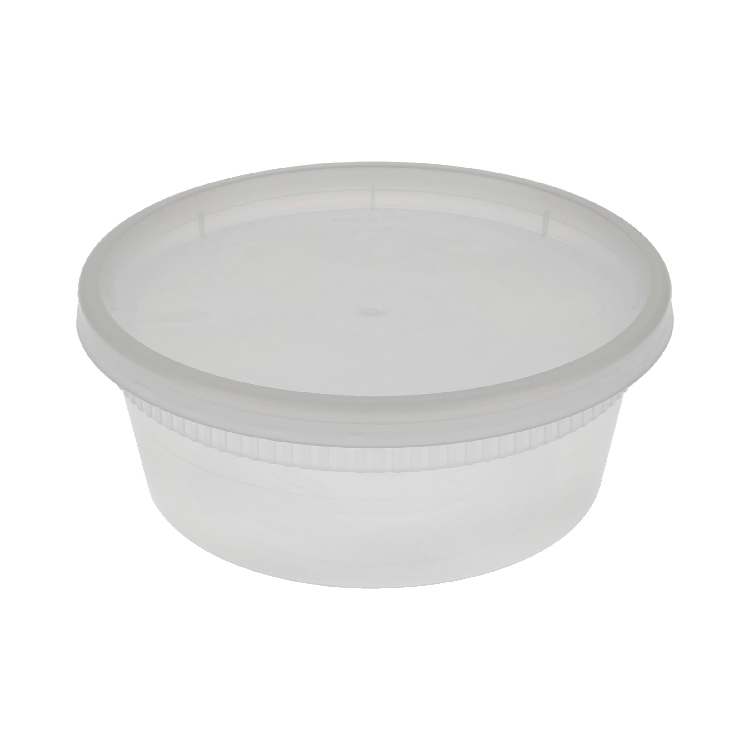 Food Deli Container Base & Lid Combo 8 OZ PP LLDPE Clear Round Heavy Duty 240/Case