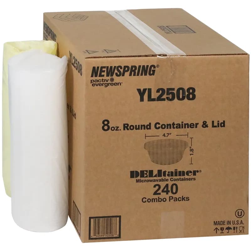 Food Deli Container Base & Lid Combo 8 OZ PP LLDPE Clear Round Heavy Duty 240/Case