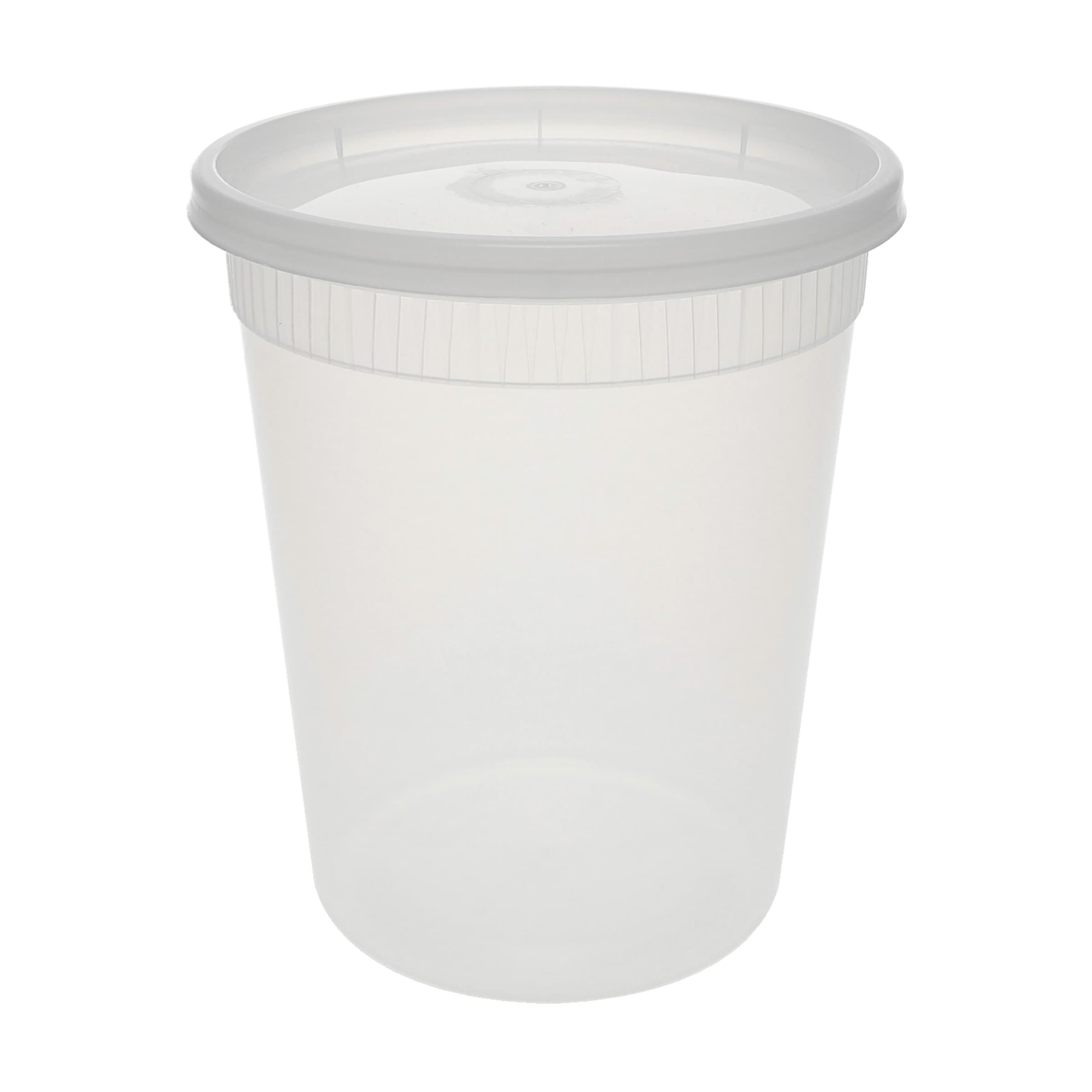 Food Deli Container Base & Lid Combo 32 OZ PP LLDPE Clear Round Heavy Duty 240/Case