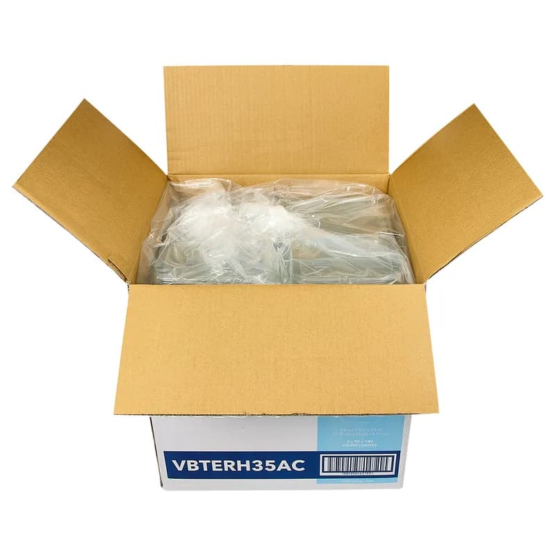 Victoria Bay Deli Container Hinged 35 OZ RPET Clear Tamper-Evident 90 Count/Pack 2 Packs/Case 180 Count/Case
