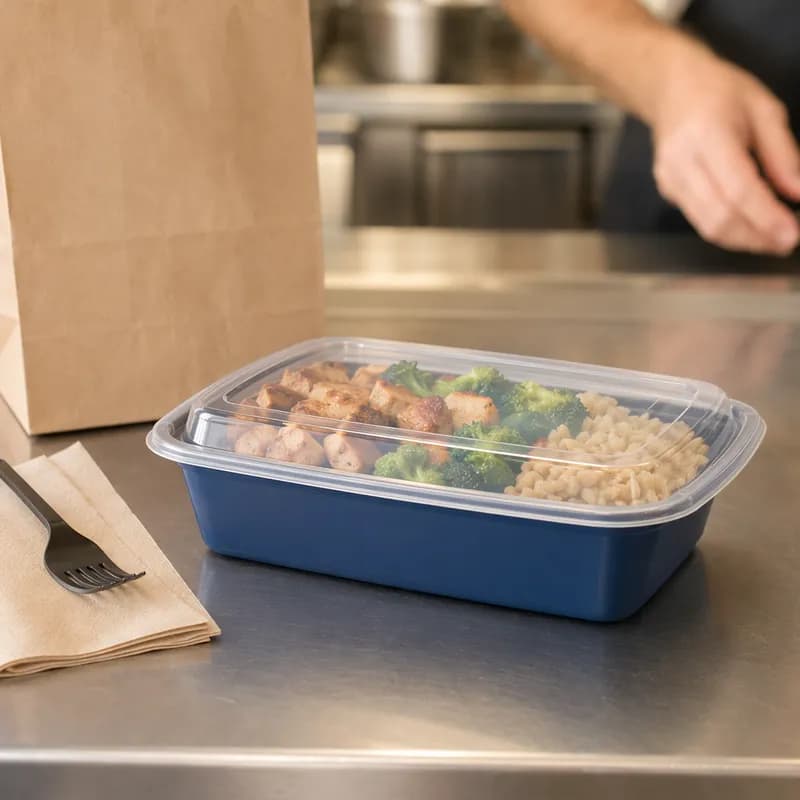 Take-Out Container Base & Lid Combo 38 OZ Navy 100/Case