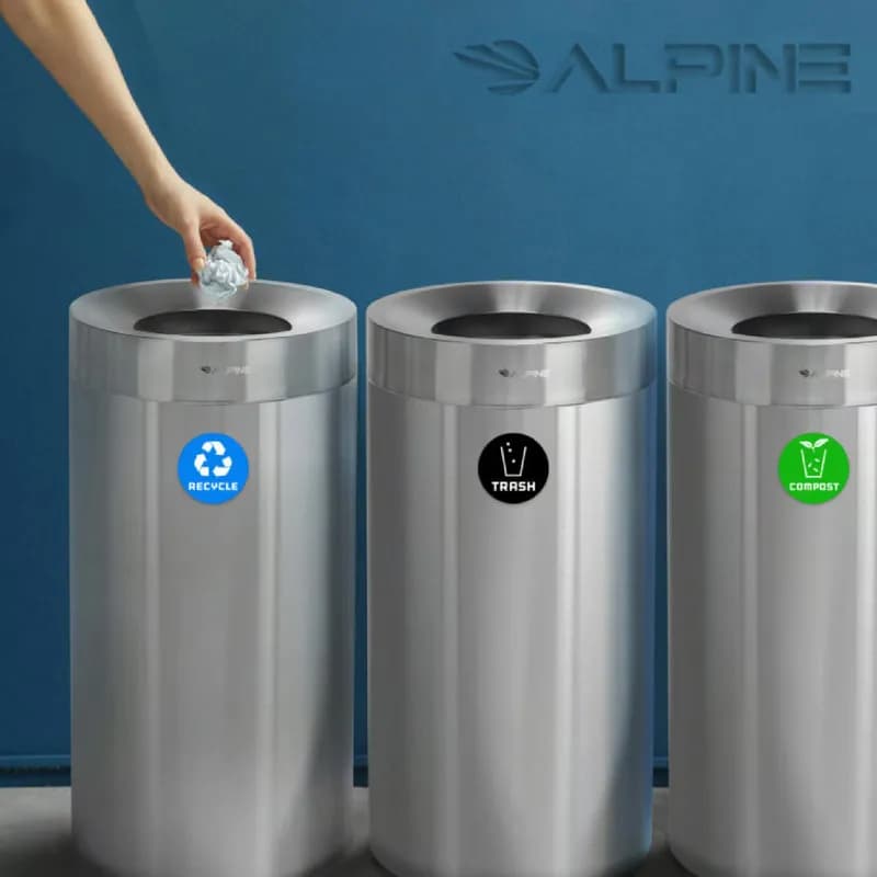 Recycling Station 15.70X15.70X32.20 IN 27 GAL Stainless Steel 2/Pack