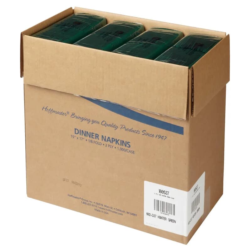 Dinner Napkins 15X17 IN 7.5X4.25 IN Hunter Green Tissue Paper 2PLY Embossed 1000/Case