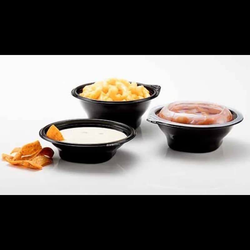 SideKicks® Take-Out Container Base 4.7X1.6X2.7 IN PP Black Round Microwave Safe 750/Case