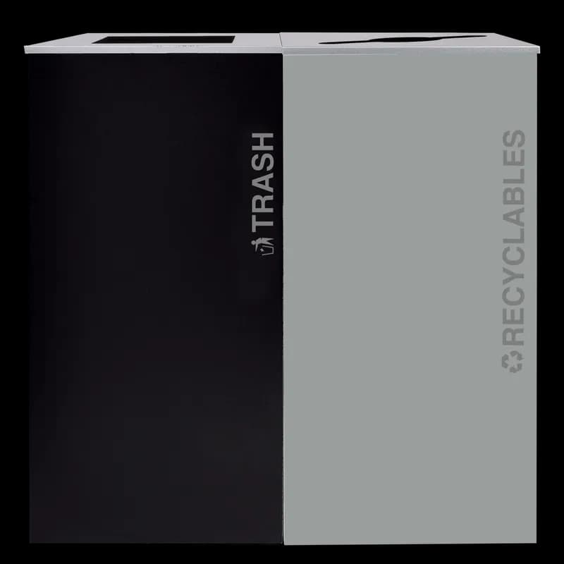 Kaleidoscope Collection™ Black Tie Series Mixed Recycling Bin 36 GAL Gray Square With Open Lid Indoor 1/Each