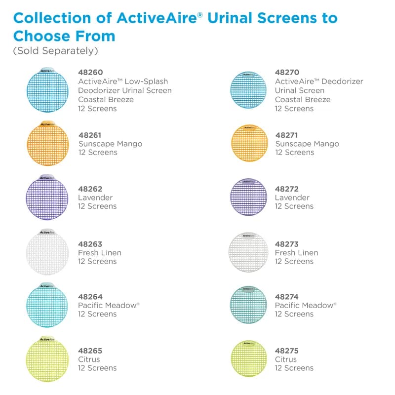 ActiveAire® Urinal Screen Citrus Scent Yellow 8.95X8.80X0.52 IN 12/Case