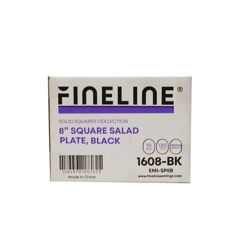 Plate 8 IN Plastic Black Square 120/Case