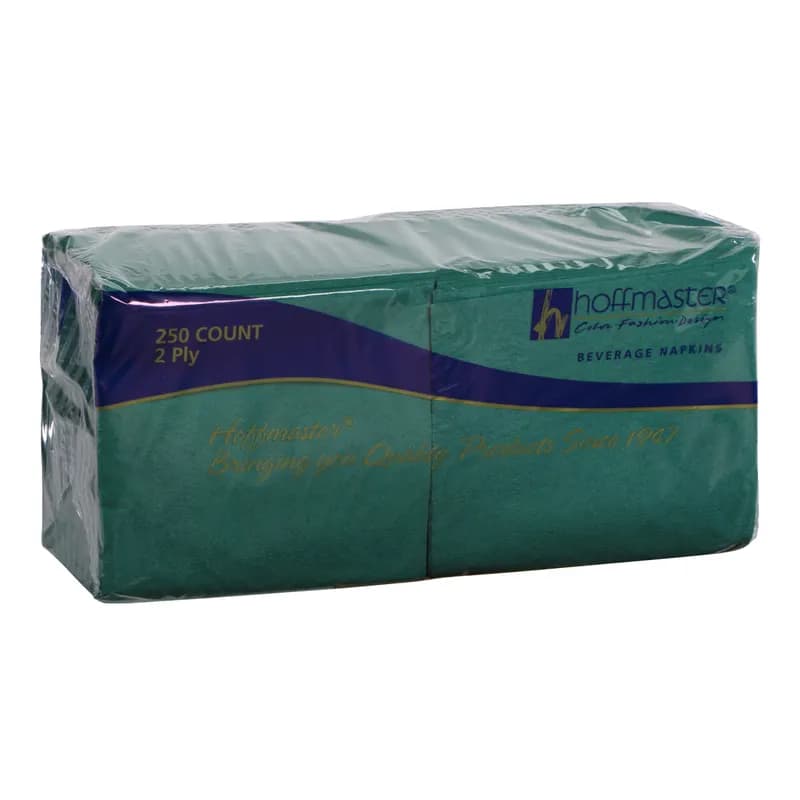 Beverage Napkins 10X10 IN Hunter Green Tissue Paper 2PLY Embossed 1000/Case