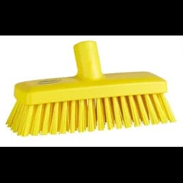 Vikan® Wall & Equipment & Deck Brush 8.9X3X4.5 IN Polyester PP Stainless Steel Yellow Stiff Angled Threaded 1/Each