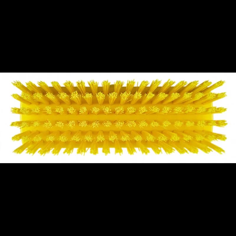Vikan® Wall & Equipment & Deck Brush 8.9X3X4.5 IN Polyester PP Stainless Steel Yellow Stiff Angled Threaded 1/Each