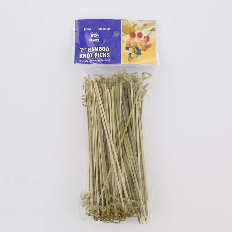 Food Knot Pick 7 IN Bamboo 100 Count/Pack 10 Packs/Case 1000 Count/Case