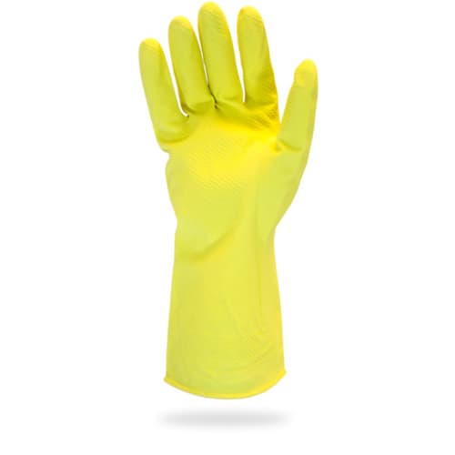 Safety Zone® Gloves Small (SM) 12 IN Yellow 12MIL Rubber Latex Flock Lined Rolled Cuff Diamond Grip 12 Count/Bag