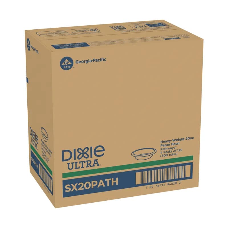 Dixie® Ultra Bowl 20 OZ Paper White Green Pathways Heavyweight 500/Case
