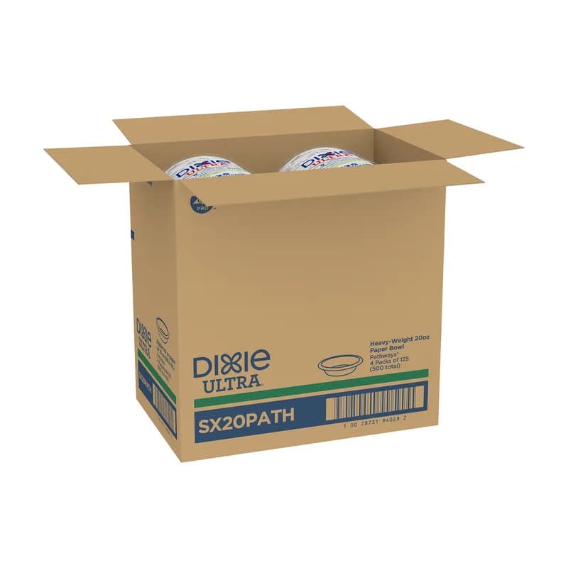 Dixie® Ultra Bowl 20 OZ Paper White Green Pathways Heavyweight 500/Case