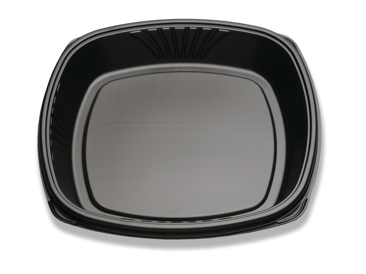 Take-Out Container Base 5X5 IN PS Black Square Shallow 48/Case