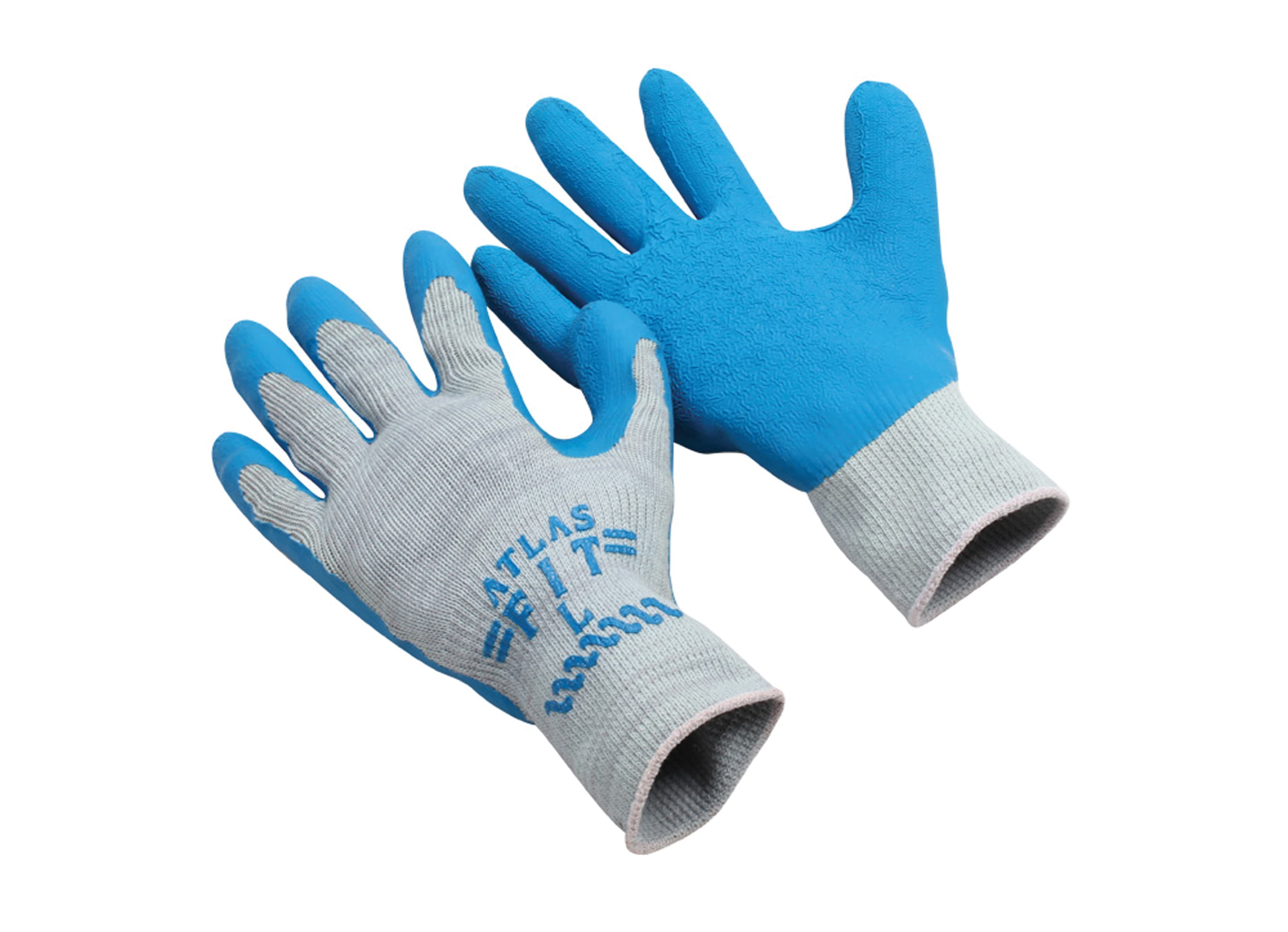 Atlas Fit® Large (LG) Blue Rubber Polyester String Knit Palm & Finger Coating Rough Finish Rubber Grip 144/Case