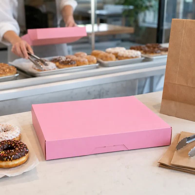 Donut Box 15X11.5X2.25 IN Pink Automatic 100/Bundle