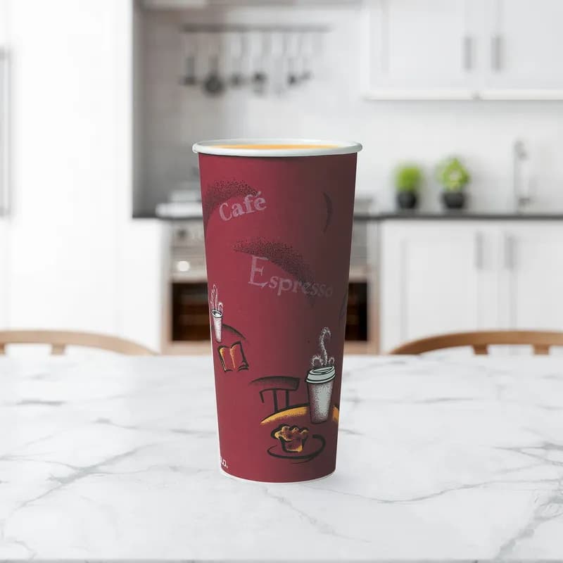 Solo® Hot Cup 24 OZ SSP Multicolor Bistro® 25 Count/Pack 20 Packs/Case 500 Count/Case