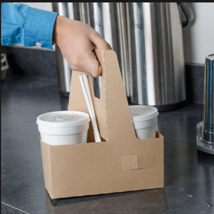Cup Carrier 8X3.62X10.12 IN 2 Compartment Paperboard Kraft For 12-30 OZ With Handle Reusable 250/Case