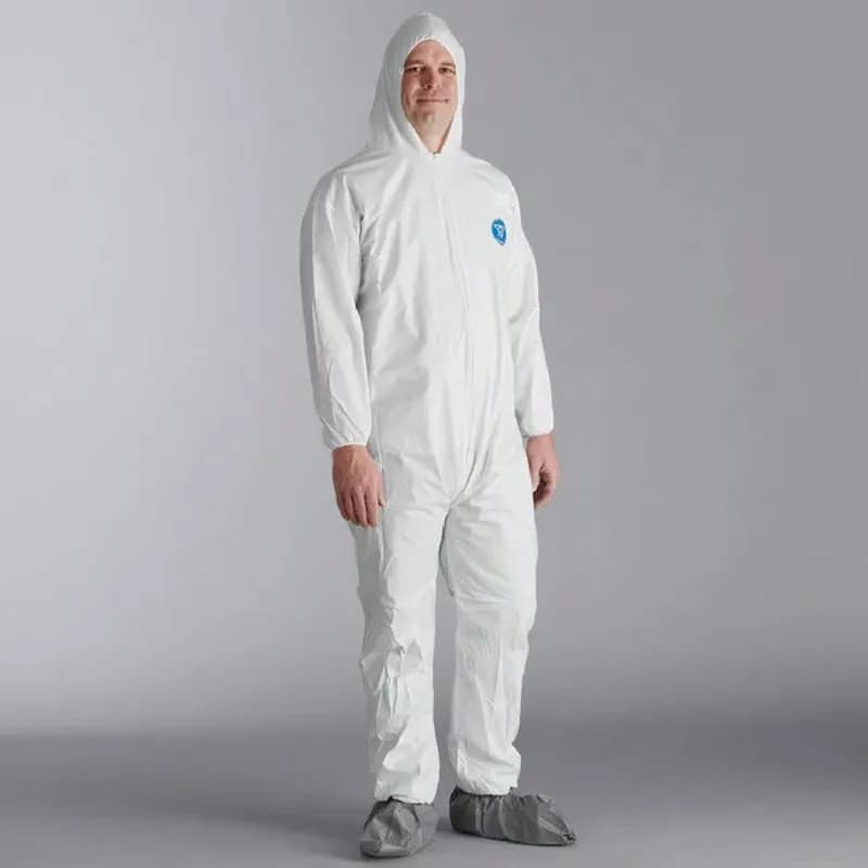 ProMax® Coveralls Medium (MED) White Microporous Fabric Elastic Wrists Attached Hood & Boots Zippered Front 25/Case