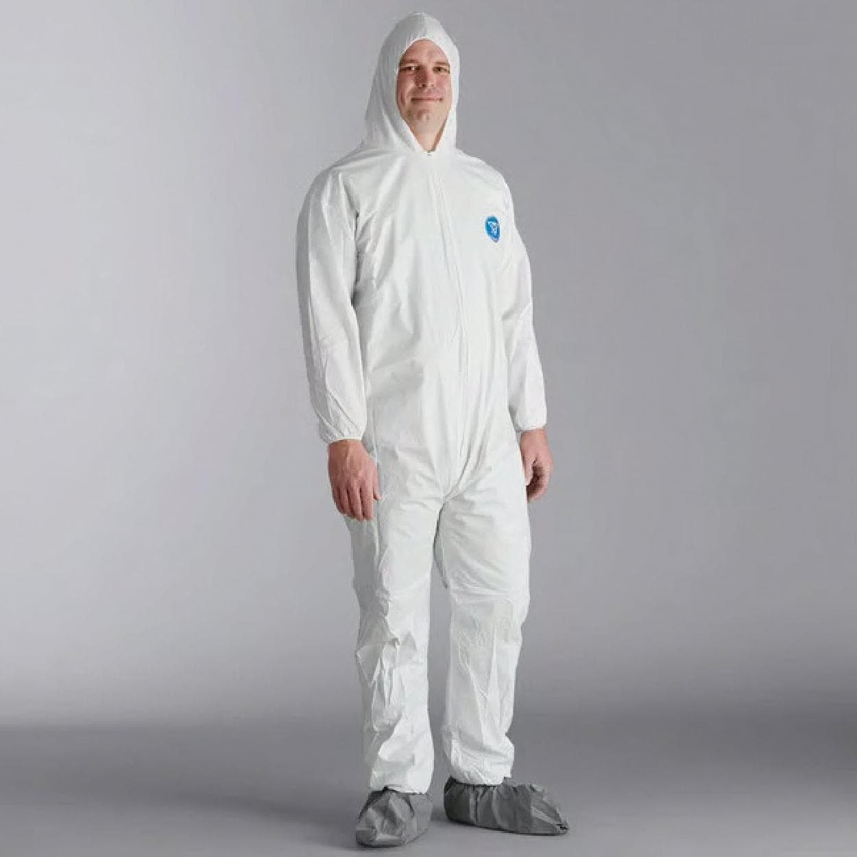 ProMax® Coveralls XXL White Microporous Fabric Elastic Wrists Attached Hood & Boots Zippered Front 25/Case