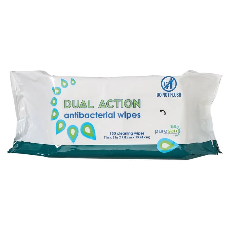 Hand Sanitizer Wipe 7X6 IN Lemon Antibacterial Dual Action 150 Sheets/Pack 12 Packs/Case 1800 Sheets/Case