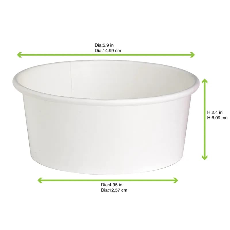 Food Container Base 24 OZ Paper White Round Grease Resistant 45 Count/Pack 8 Packs/Case 360 Count/Case