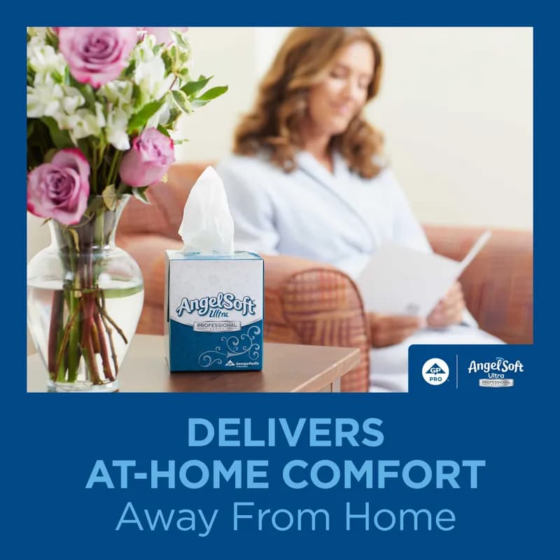 Angel Soft Professional® Facial Tissue 8.4X7.5 IN 2PLY White 126 Sheets/Pack 10 Packs/Case 1260 Sheets/Case