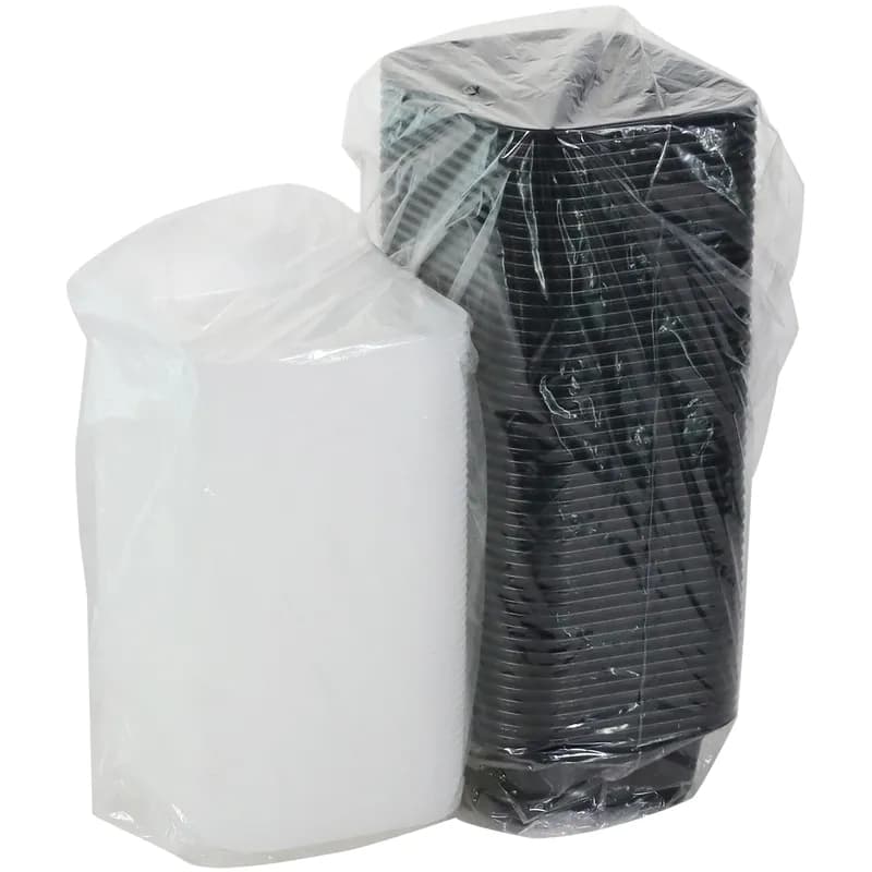 Take-Out Container Base & Lid Combo With Dome Lid 12 OZ PP Black Clear Rectangle 150/Case