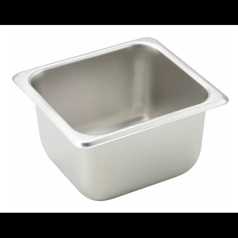 Food Pan 1/6 Size 4 IN Square 18/8 Stainless Steel 25GA Straight-Sided 1/Each