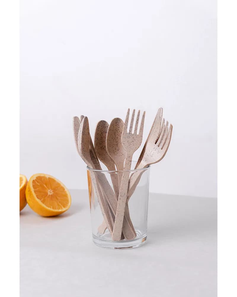 4PC Cutlery Kit 9.83 IN Agave Natural Heavyweight With Napkin,Fork,Knife,Spoon 200/Case