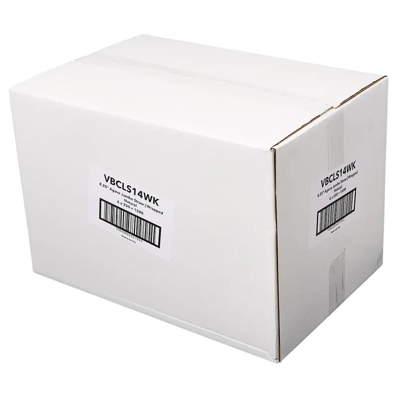 Victoria Bay Jumbo Straw 8.25 IN Agave Natural Wrapped 250 Count/Pack 6 Packs/Case 1500 Count/Case