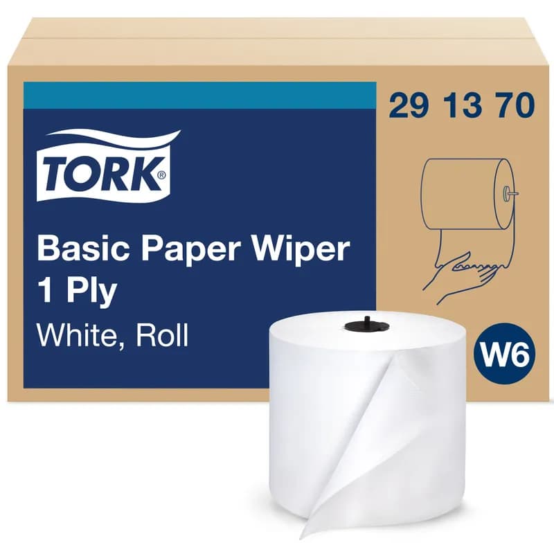 Tork Basic Roll Paper Wiper W6 7.68IN X1150FT 1PLY White Refill 1 Count/Pack 4 Packs/Case 4 Count/Case