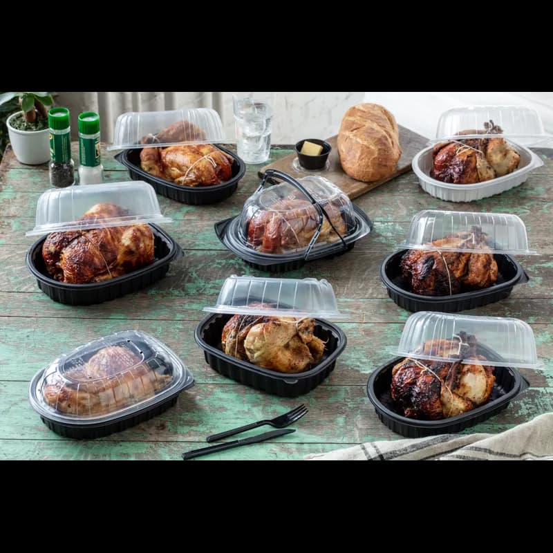 Roaster Base & Lid Combo With Dome Lid 41.6 OZ 12.5X8.6X4.25 IN MFPP OPS Black Clear Zip Seal With Handle 110/Case