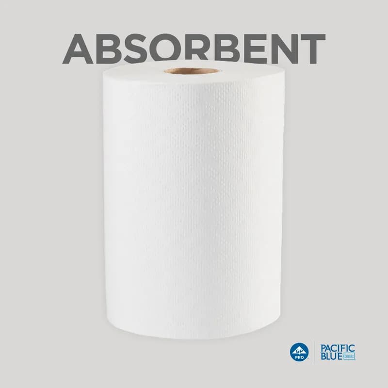 Pacific Blue Basic Roll Paper Towel 7.875IN X350FT 1PLY White Standard Roll EPA Indicator 12 Rolls/Case