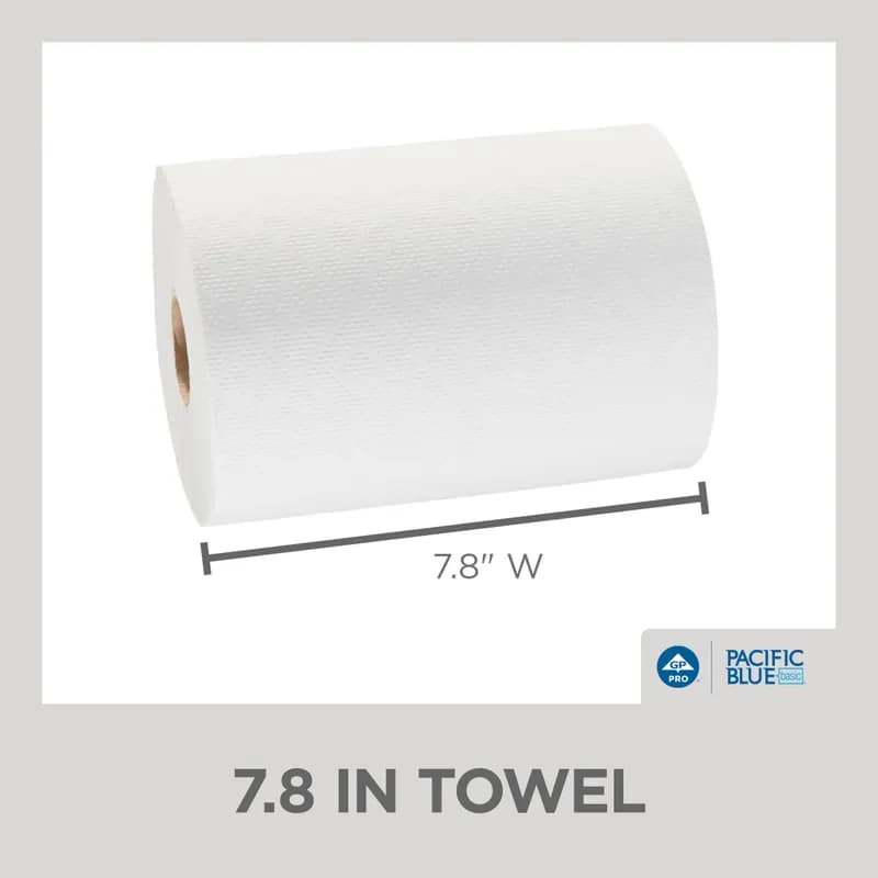 Pacific Blue Basic Roll Paper Towel 7.875IN X350FT 1PLY White Standard Roll EPA Indicator 12 Rolls/Case