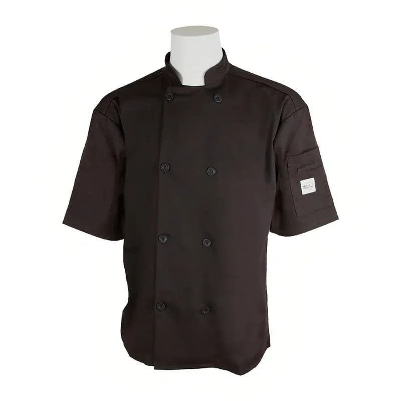 Chef Coat Small (SM) Black Polyester Blend Full Mesh Back Shoulder Pocket 1/Each