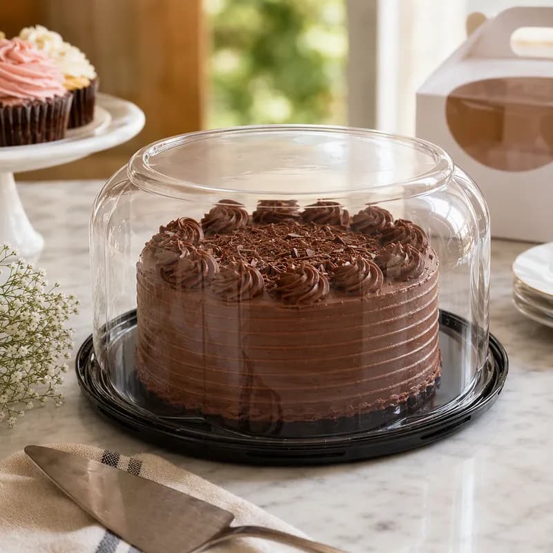 Cake Container With Dome Lid 9X5.25 IN Rose Black 40/Case