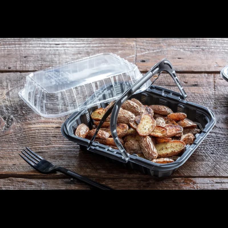 MealMaster® Container & Lid Combo Small (SM) 4 Piece 9.5X8X3 IN Black Clear Rectangle 100/Case