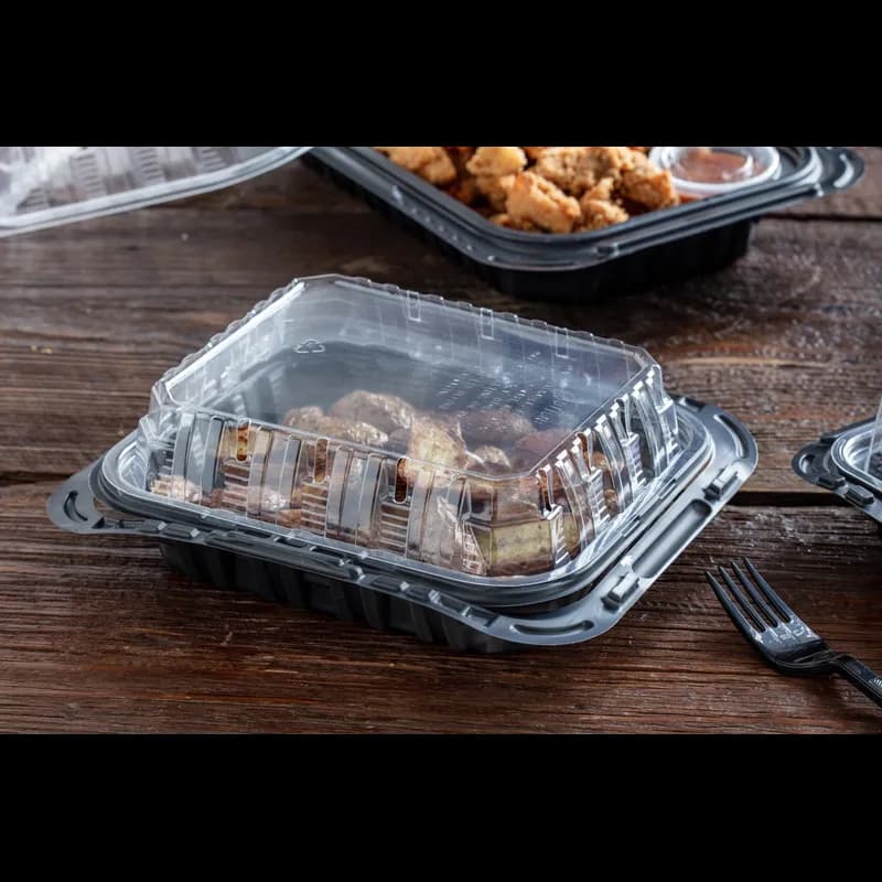 MealMaster® Container & Lid Combo Small (SM) 4 Piece 9.5X8X3 IN Black Clear Rectangle 100/Case