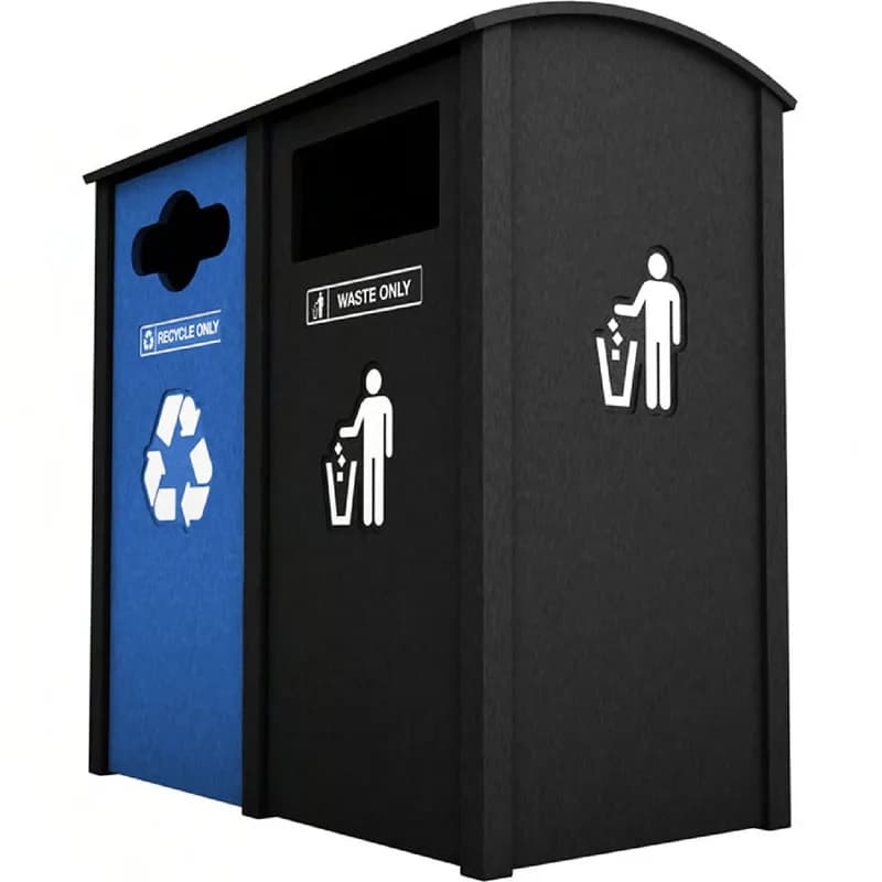 Superior 2-Stream Trash & Recycling Bin 26 GAL Black Blue Plastic Front Load Indoor/Outdoor 1/Each