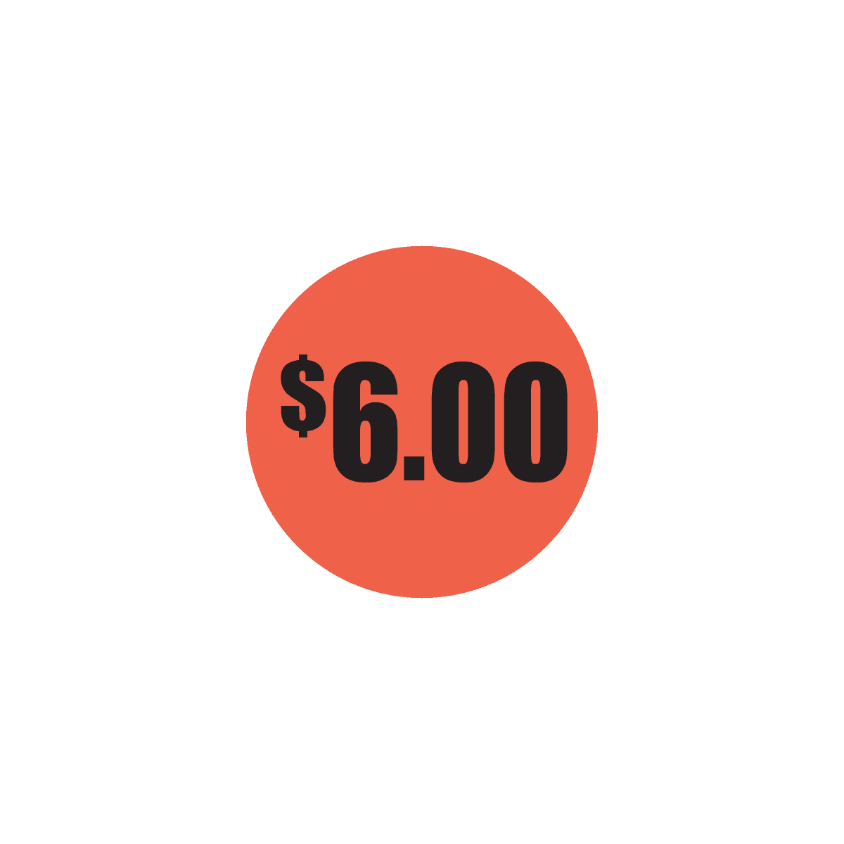 $6.00 Pricing Label 1.50 IN Red Glow Circle 1000 Count/Roll