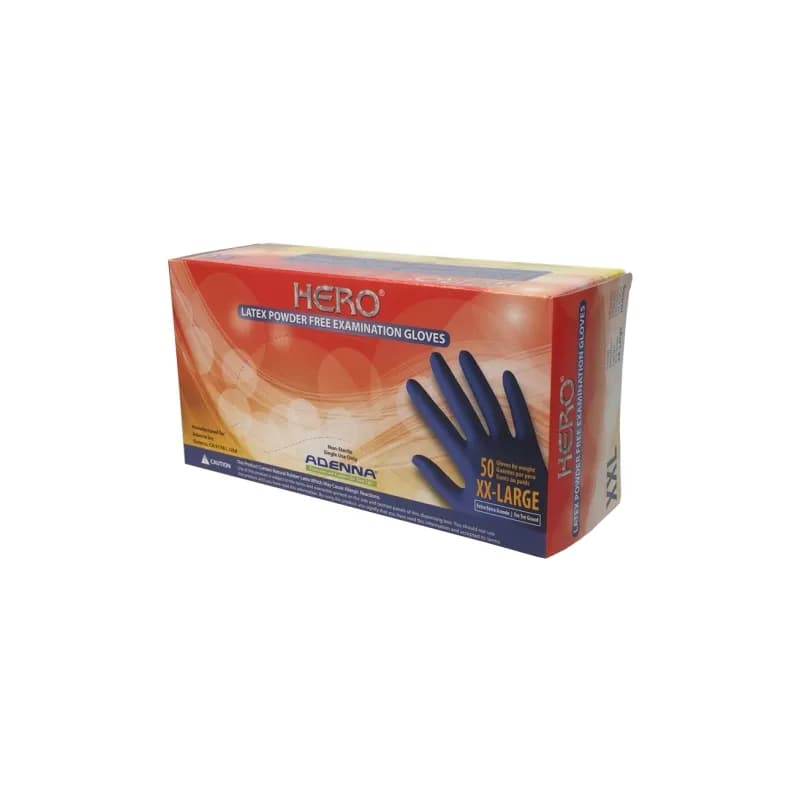 HERO® Examination Gloves XXL 12 IN Blue 14MIL Latex Powder-Free Extended Cuff 1/Case