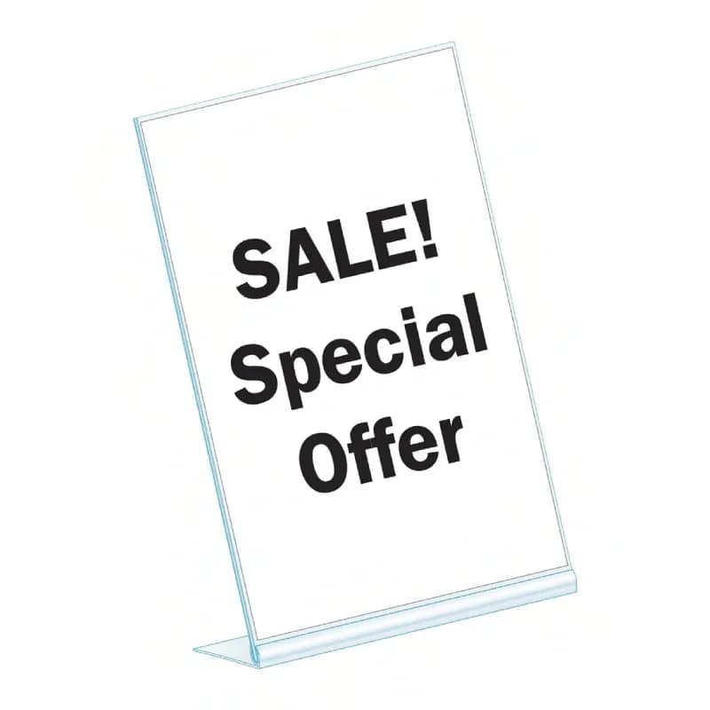 kostklip® Sign Holder 4X2.5 IN PVC Clear L Style Angled Base 25/Pack