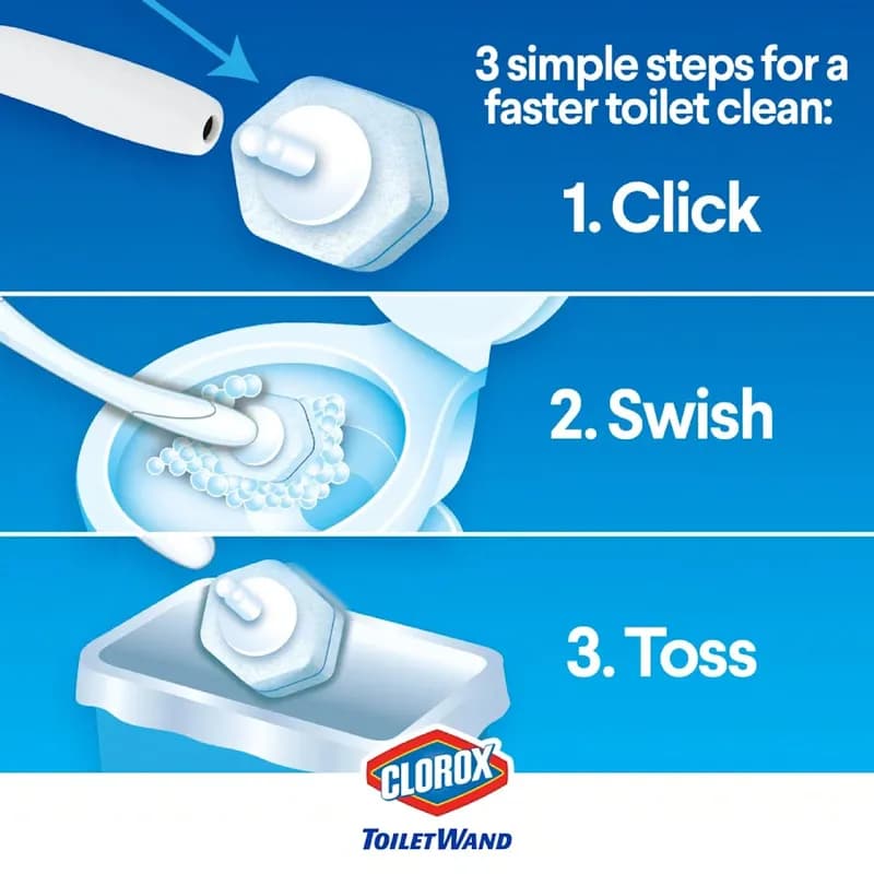 Clorox® Disinfecting Toilet Bowl Brush Blue White Wand Refill Heads 20/Box