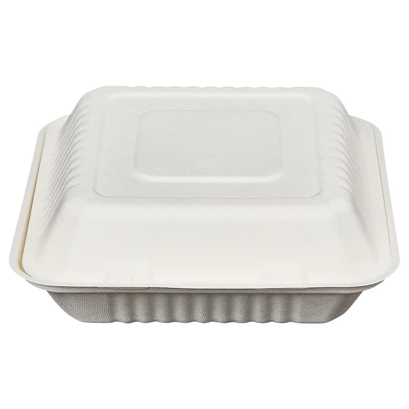 Victoria Bay Take-Out Container Hinged 9X9X3 IN Plant Fiber White Square 200/Case