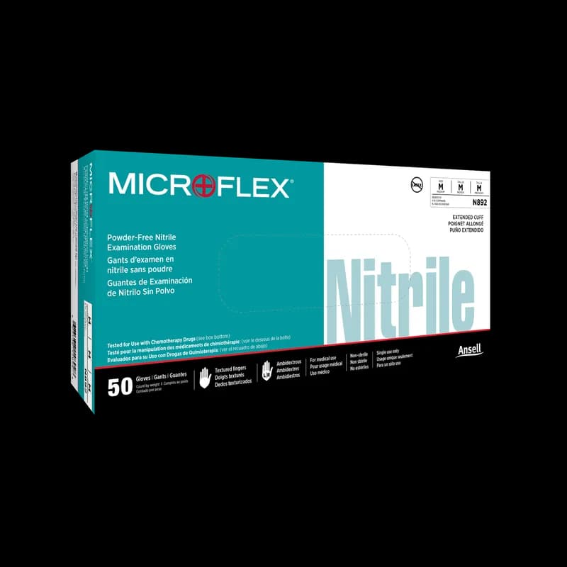 MICROFLEX® Large (LG) 11.8 IN Green 5.9MIL Nitrile Powder-Free Textured Fingertips 50 Count/Box 500 Count/Case