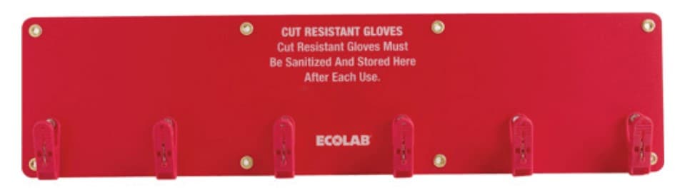 Glove Rack 5.75X23.75 IN Red 6 Clip Wall Mount 1/Each