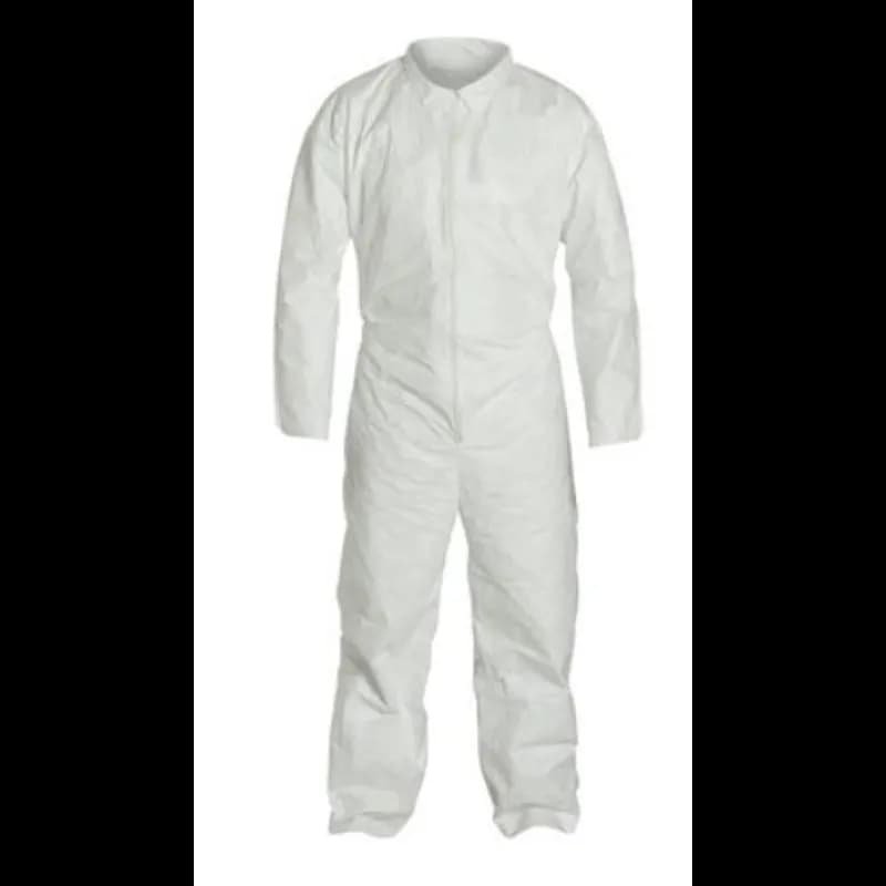 PureGard™ Coveralls Medium (MED) White Spunbond Polypropylene Zippered Front Elastic Ankles & Wrist 25/Case