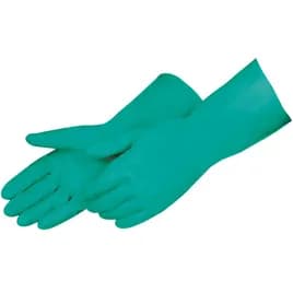 Gloves XL 13 IN Green 11MIL Nitrile Flock Lined Unsupported Embossed Grip Food Contact Surface Safe 12/Dozen